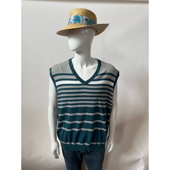 PGA Pro Series V Neck Vest Big and Tall  XXL Blue  Stripes Cotton - Picture 8 of 15